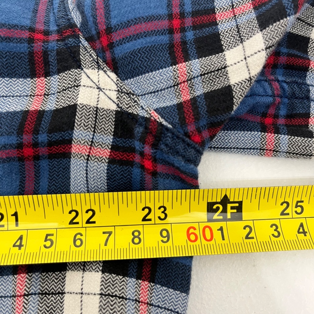 American‎ Eagle Outfitters Mens Size L Button Up Shirt Blue Plaid Athletic Fit - Picture 8 of 10